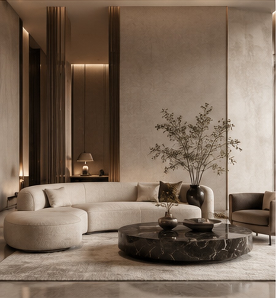 Refined interior with warm natural materials